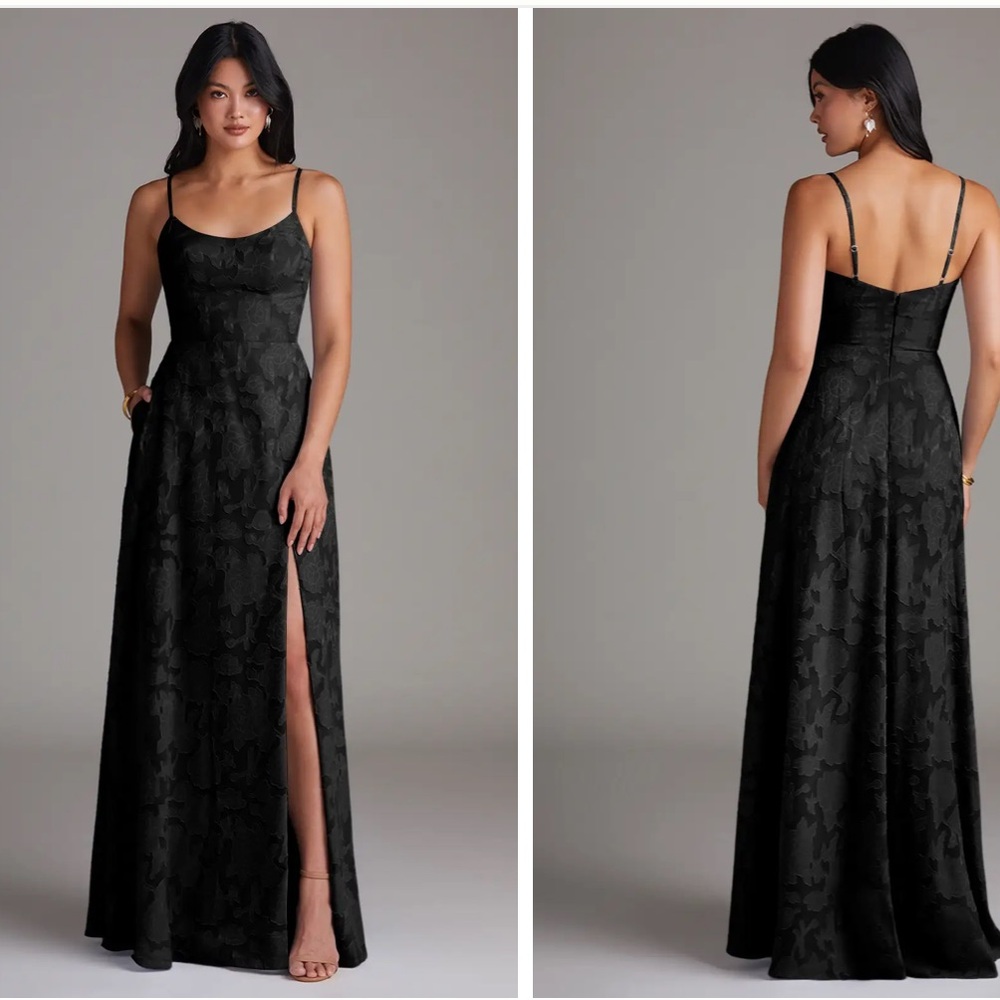 Moira Black Floral Side Slit Gown